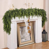 One garland covers the whole mantel